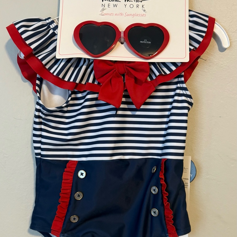 Nicole Miller Striped Baby Outfit with Sunglasses